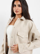 قميص علوي فضفاض من الجوخ الناعم