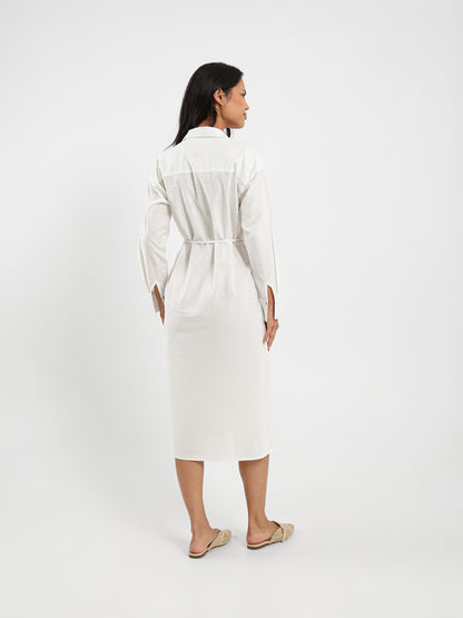 Belted Midi Linen Shirt Dress