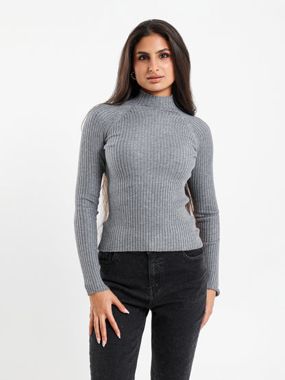 Mock Neck Slim Pullover