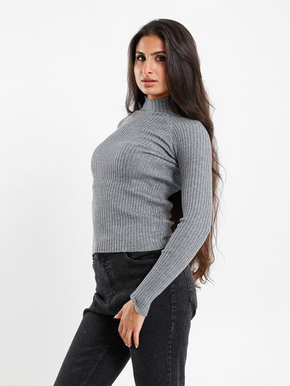 Mock Neck Slim Pullover