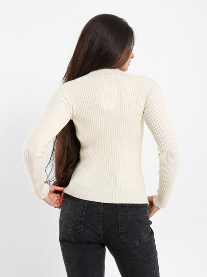 Mock Neck Slim Pullover