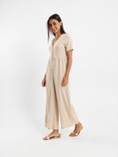 Buttoned Front Loose Jumpsuit