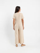 Buttoned Front Loose Jumpsuit