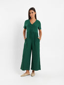 Buttoned Front Loose Jumpsuit