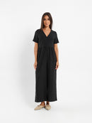 Buttoned Front Loose Jumpsuit