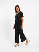 Buttoned Front Loose Jumpsuit