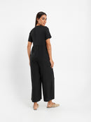 Buttoned Front Loose Jumpsuit