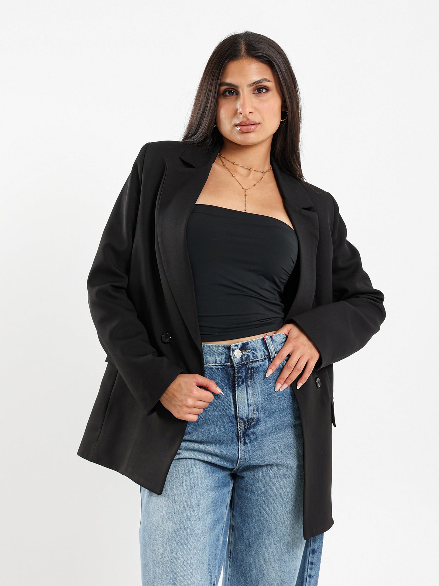 Double-Breasted Loose-Fit Blazer