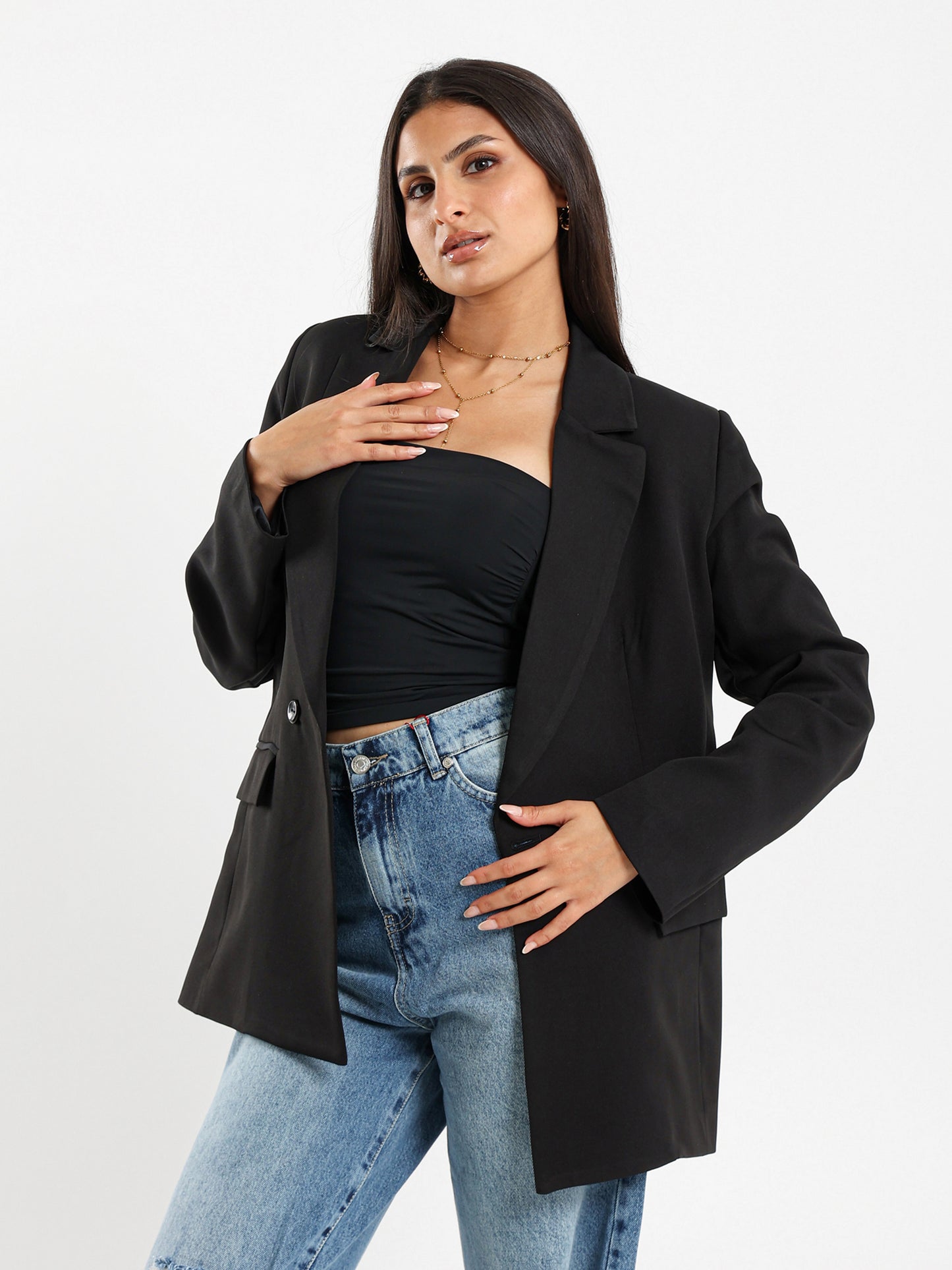 Double-Breasted Loose-Fit Blazer