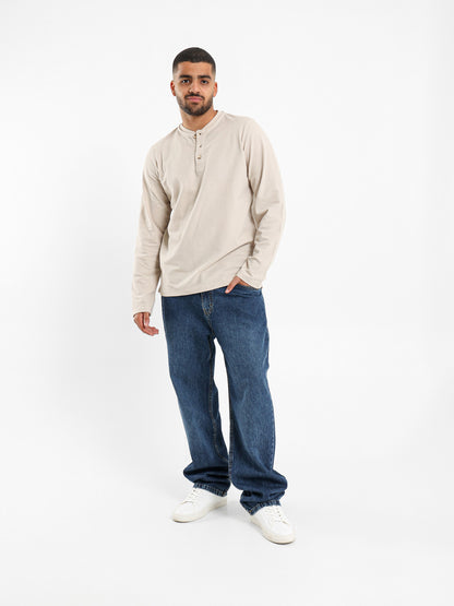 Granded Collar Long Sleeve T-Shirt