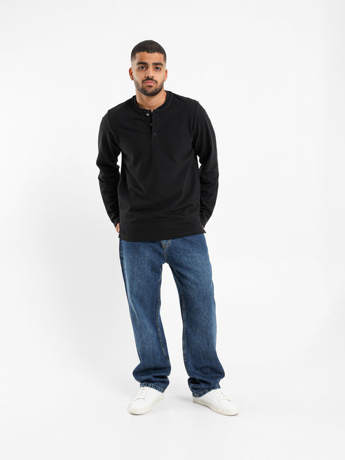 Granded Collar Long Sleeve T-Shirt