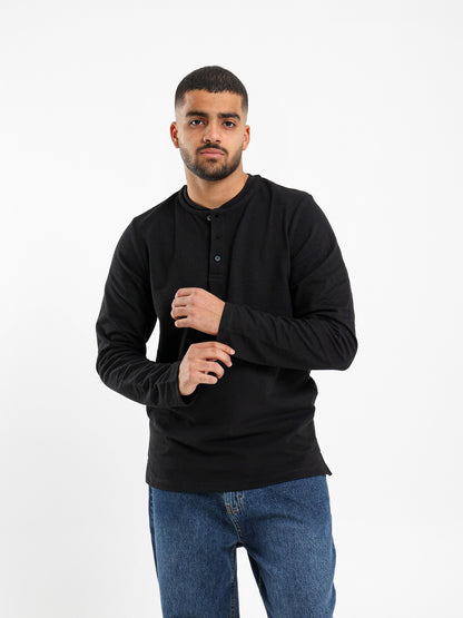 Granded Collar Long Sleeve T-Shirt