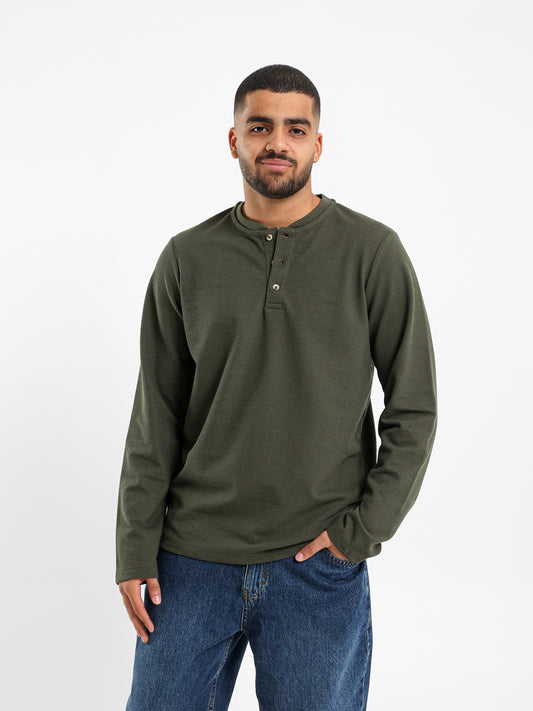 Granded Collar Long Sleeve T-Shirt