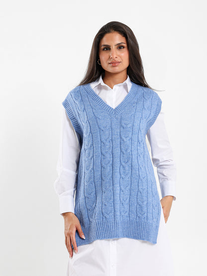 Oversized Cable Knit Vest