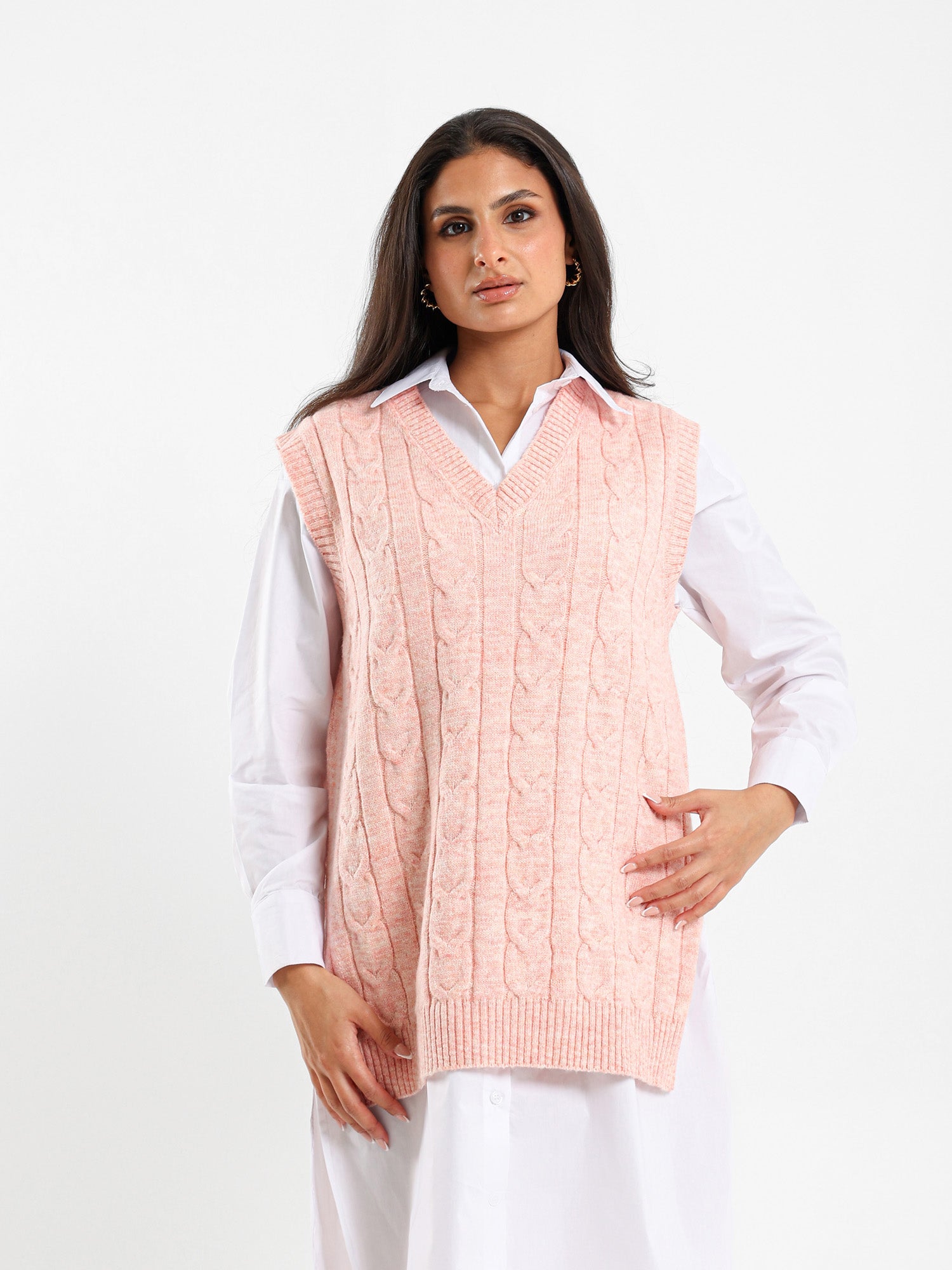 Oversized Cable Knit Vest