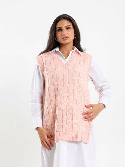 Oversized Cable Knit Vest