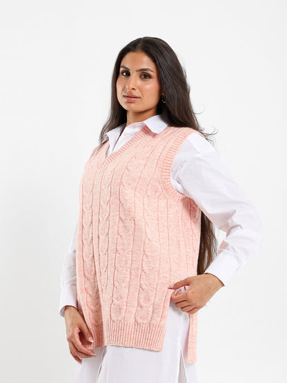 Oversized Cable Knit Vest