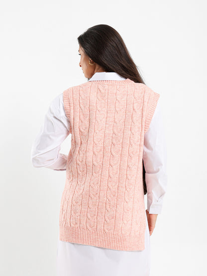Oversized Cable Knit Vest