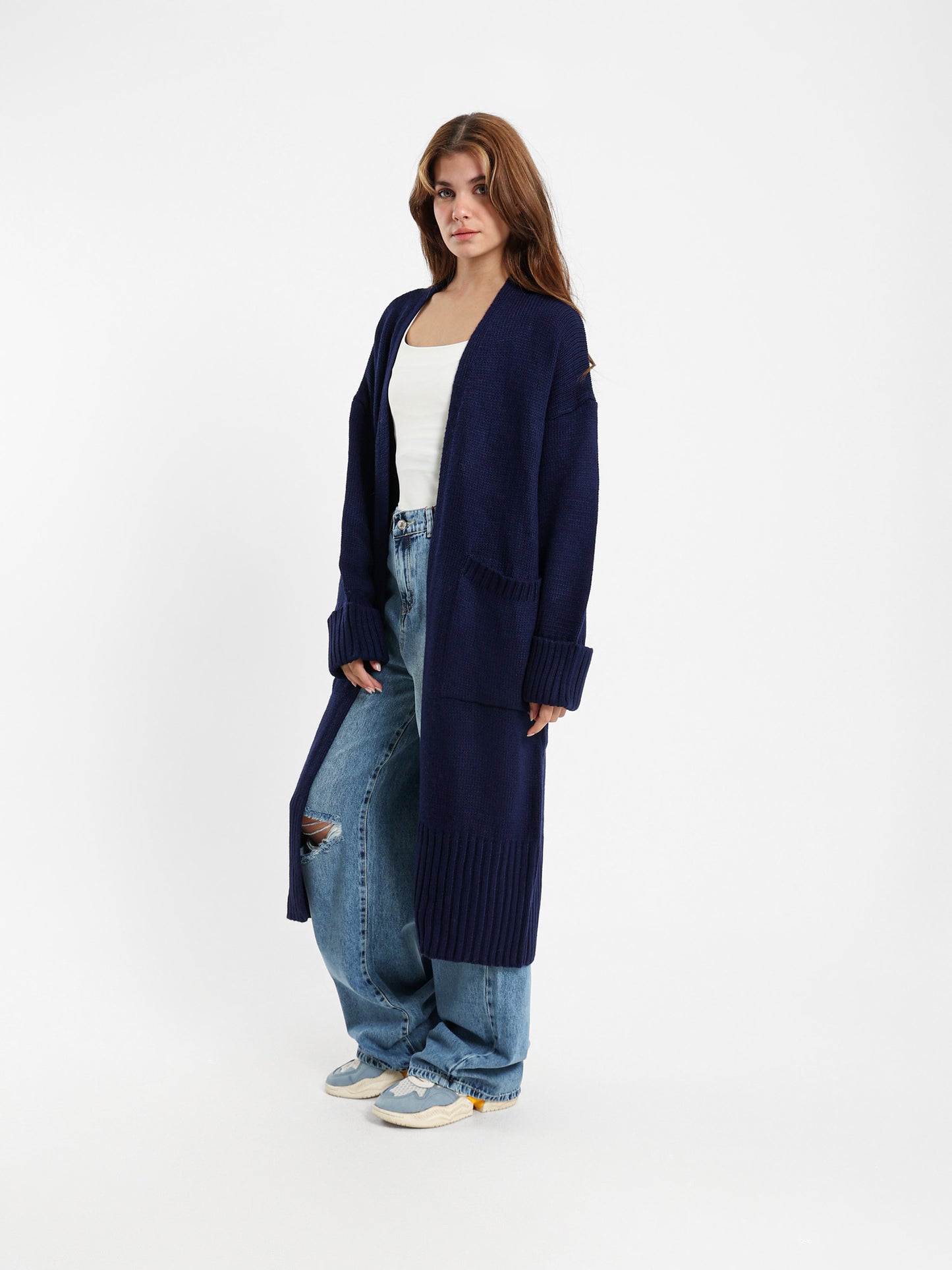 Long Cardigan with Front Pockets