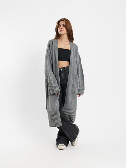 Long Cardigan with Front Pockets