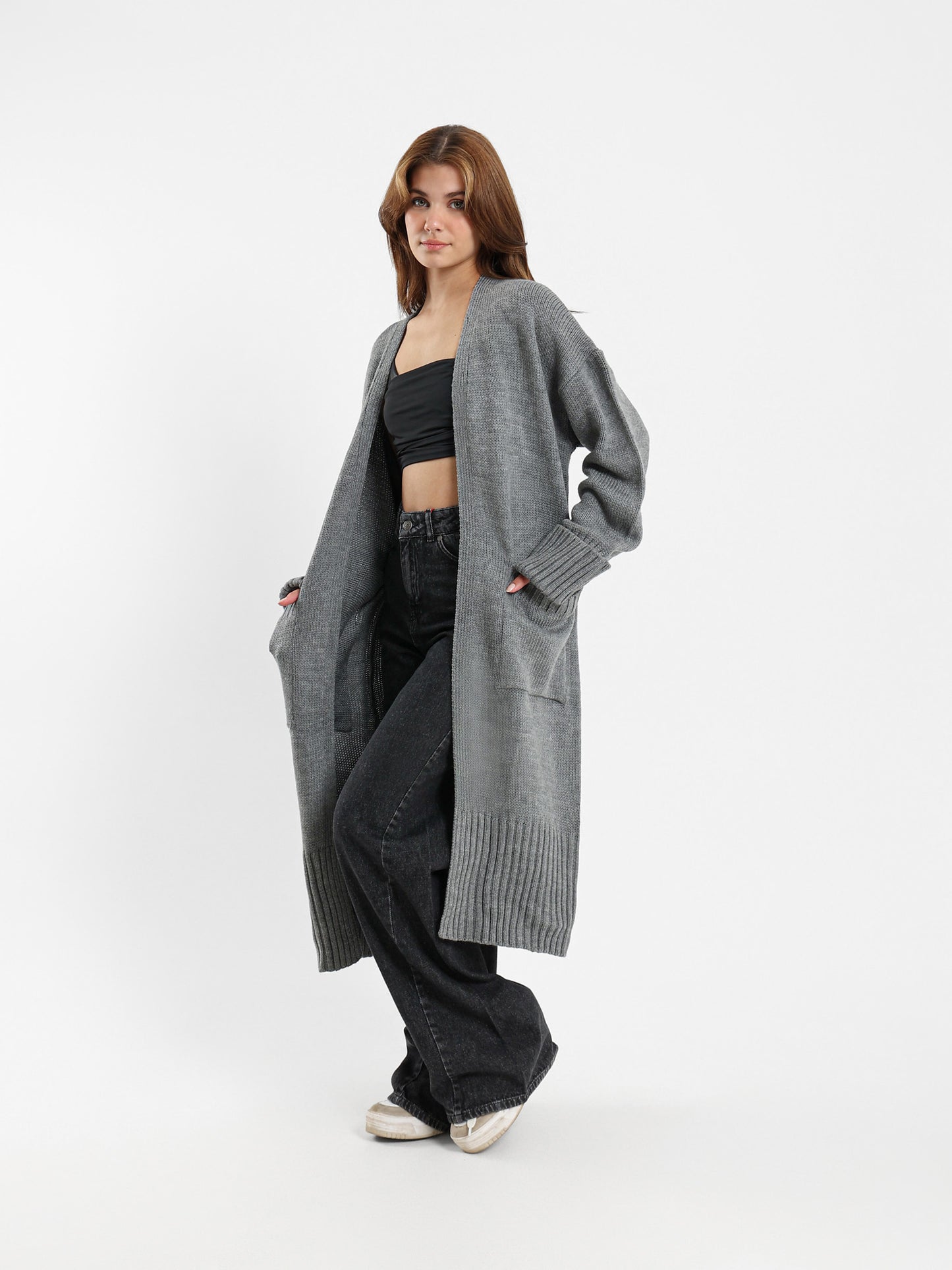 Long Cardigan with Front Pockets