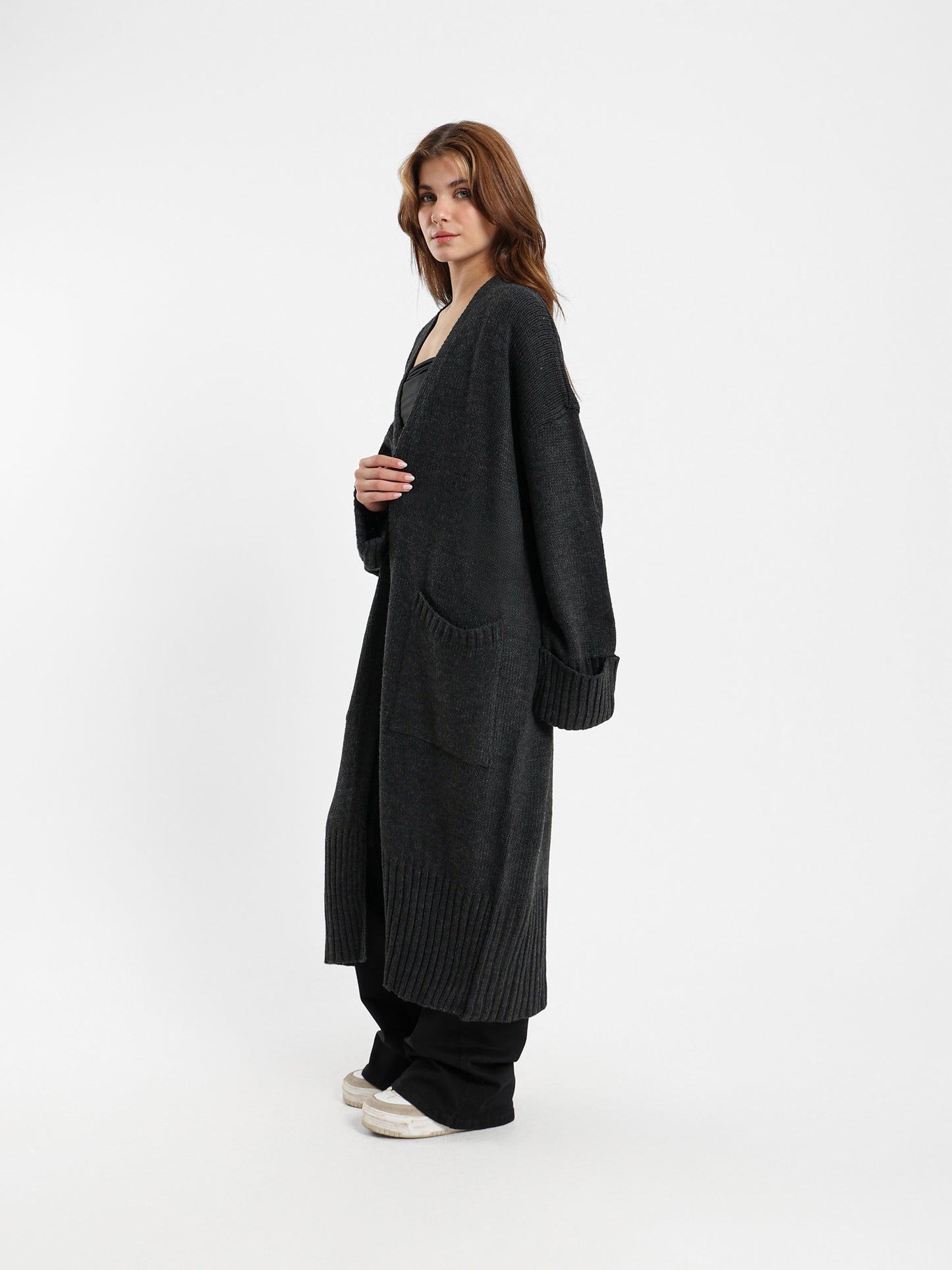 Long Cardigan with Front Pockets