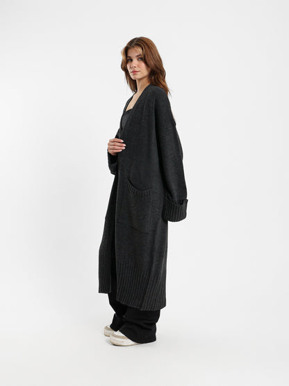 Long Cardigan with Front Pockets