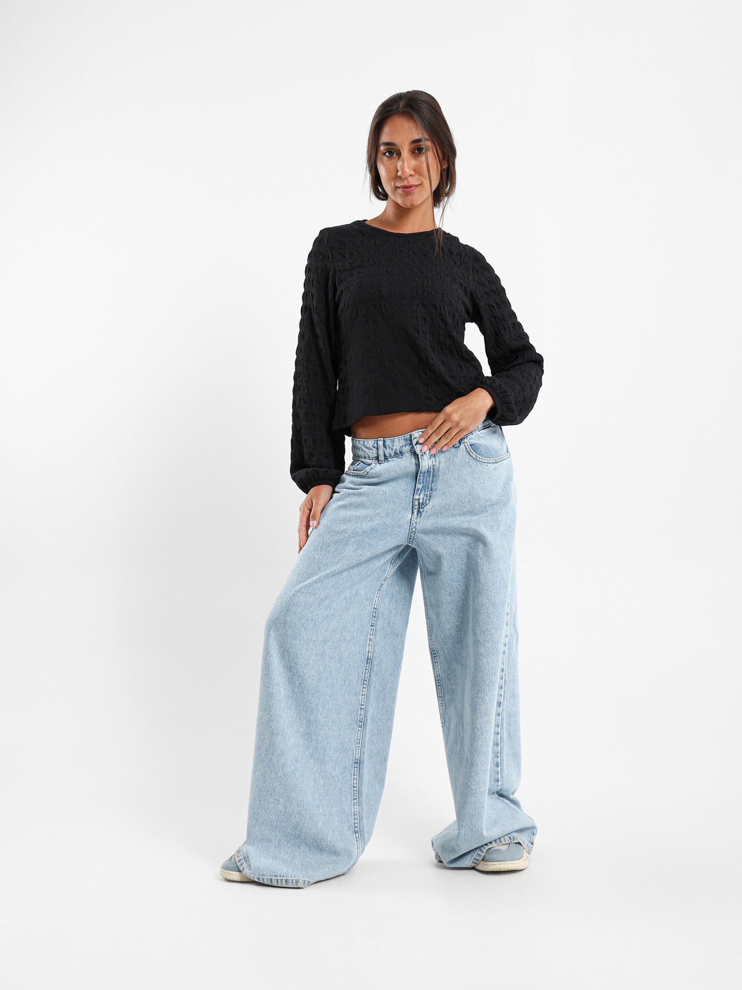 Textured Long Sleeve Top