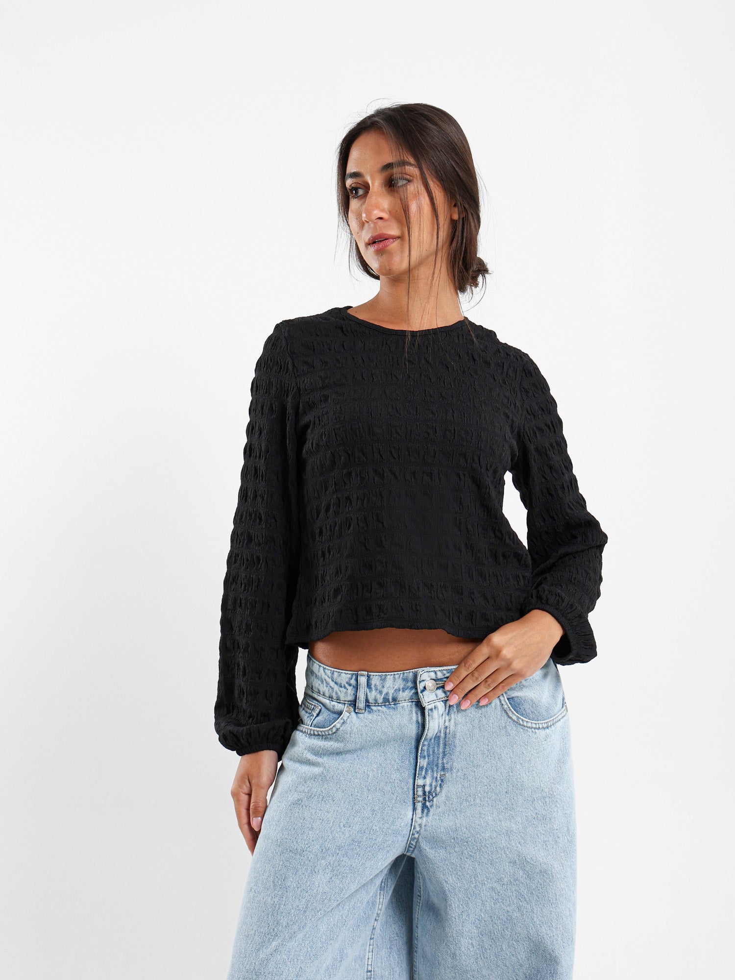 Textured Long Sleeve Top