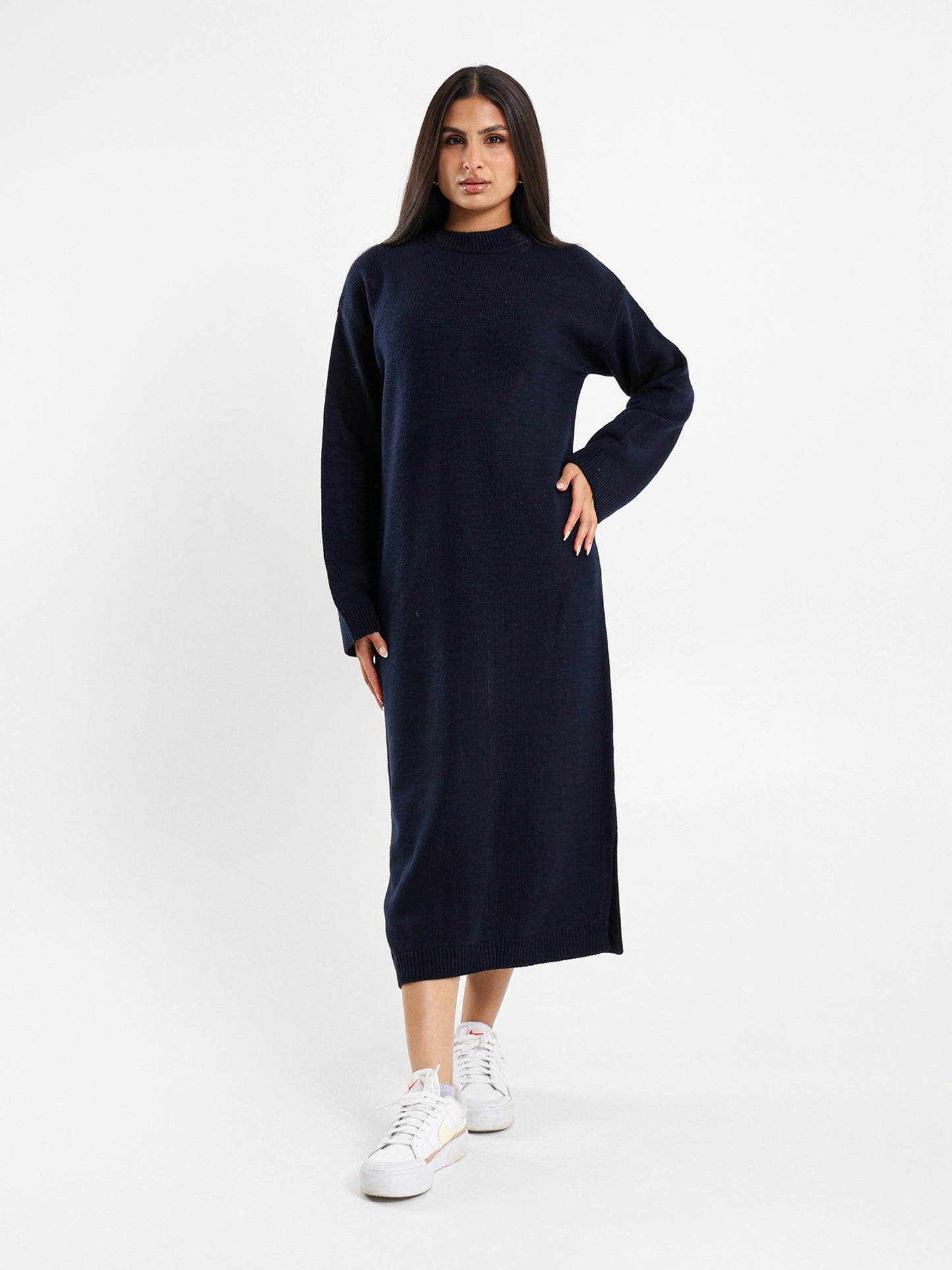 Midi High-Neck Dress
