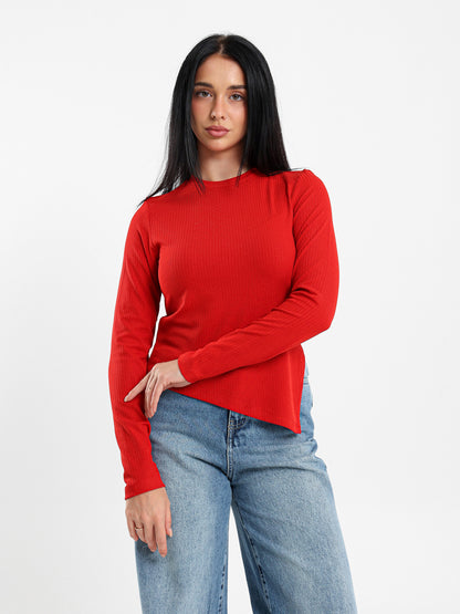 Long-Sleeve Side-Slit Top