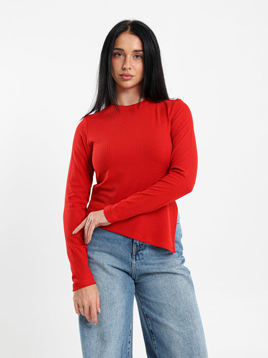 Long-Sleeve Side-Slit Top