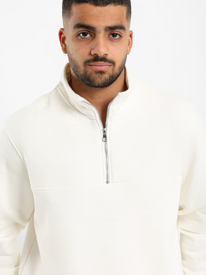 Zip-Up Closure High Neck Sweatshirt