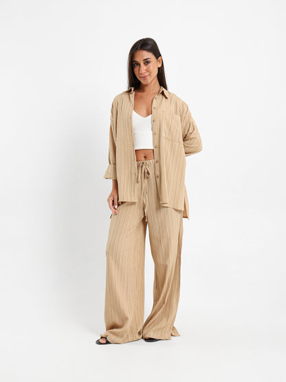 Textured Wide Leg Pants