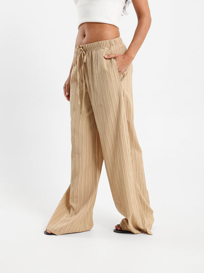 Textured Wide Leg Pants