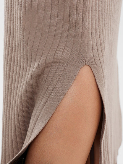 Cap Sleeves Ribbed Dress