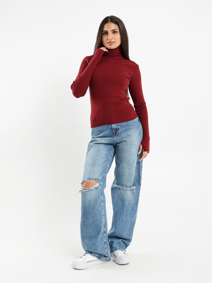 Fitted Turtleneck Pullover