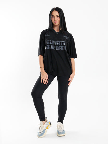 Sporty V-Neck T-Shirt with Print