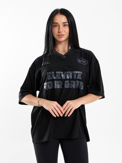 Sporty V-Neck T-Shirt with Print