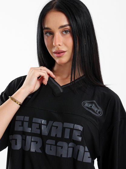 Sporty V-Neck T-Shirt with Print