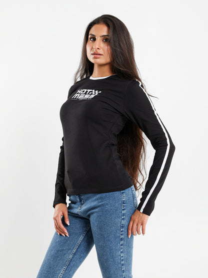 Long Sleeve T-Shirt with Contrast Side