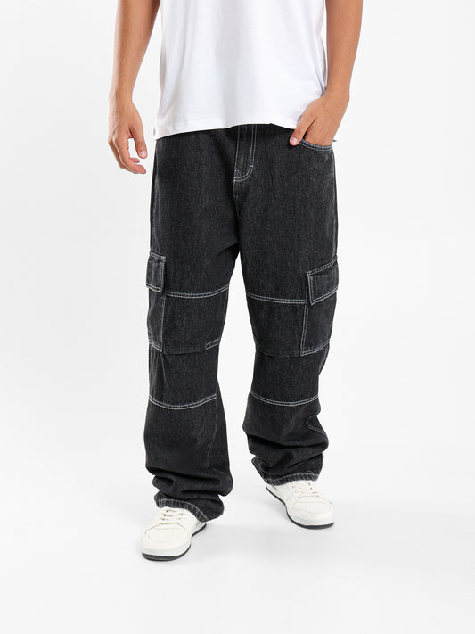 Cargo Relaxed Fit Rigid Denim Jeans