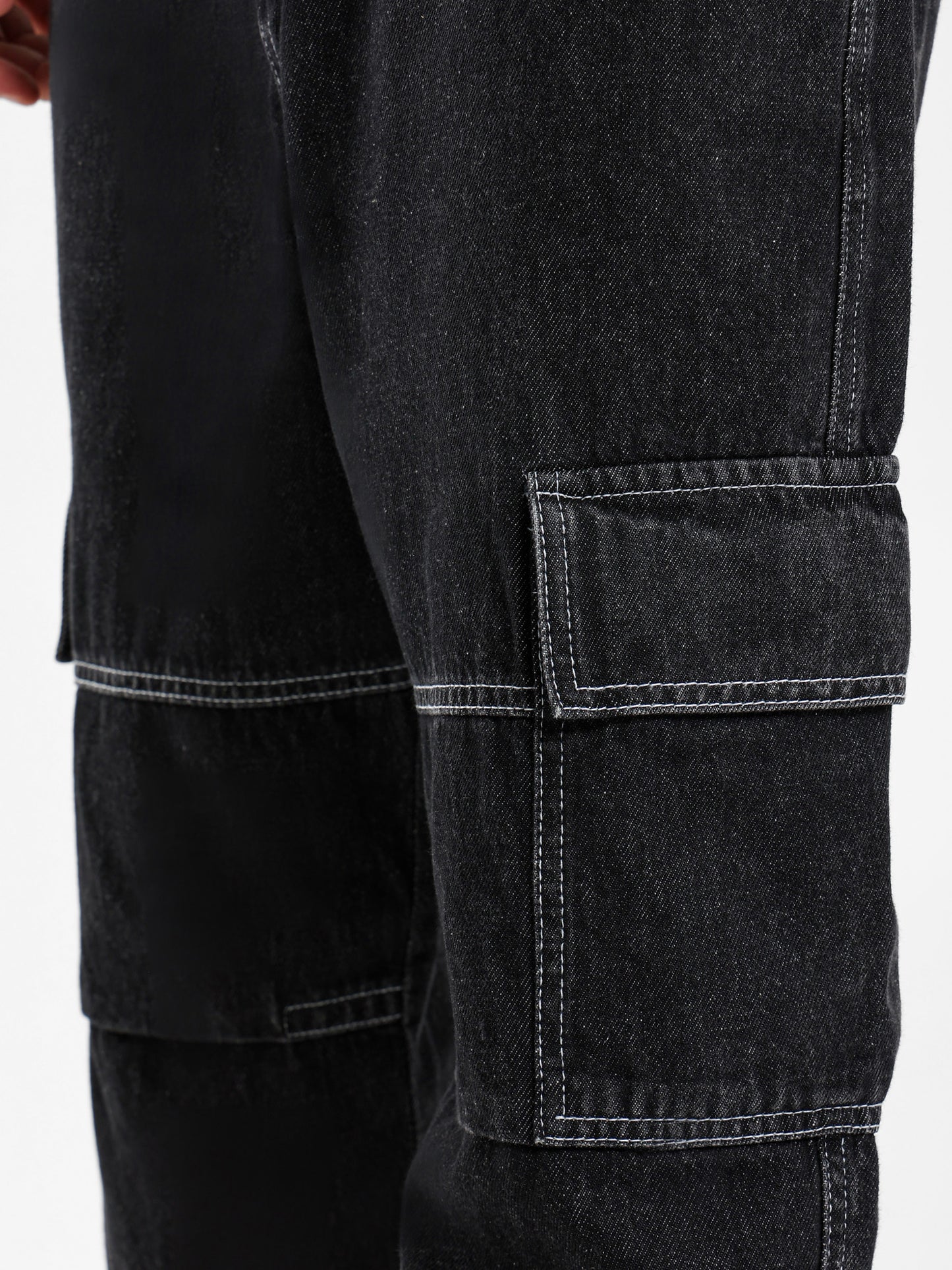 Cargo Relaxed Fit Rigid Denim Jeans