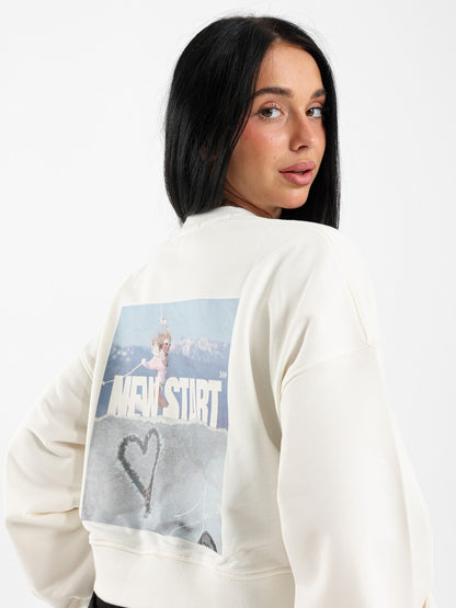 New Start Printed Cropped Sweatshirt