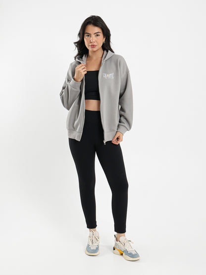 Printed Back Zip-Up Hoodie with Front Print