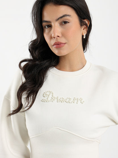 Corset Waist Sweatshirt with Drawstring