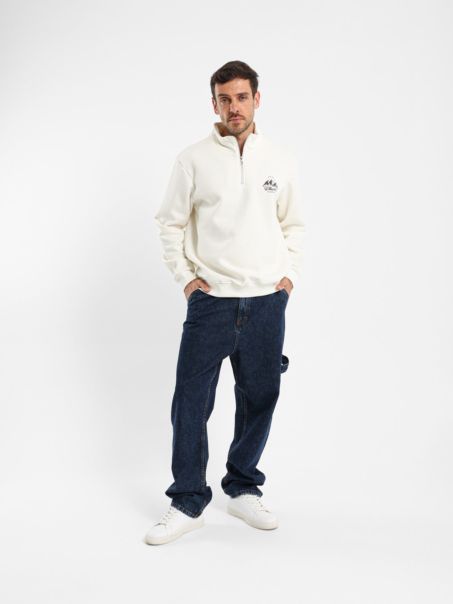 Mock Neck Zip-Up Sweatshirt