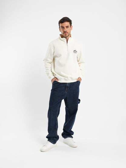 Mock Neck Zip-Up Sweatshirt