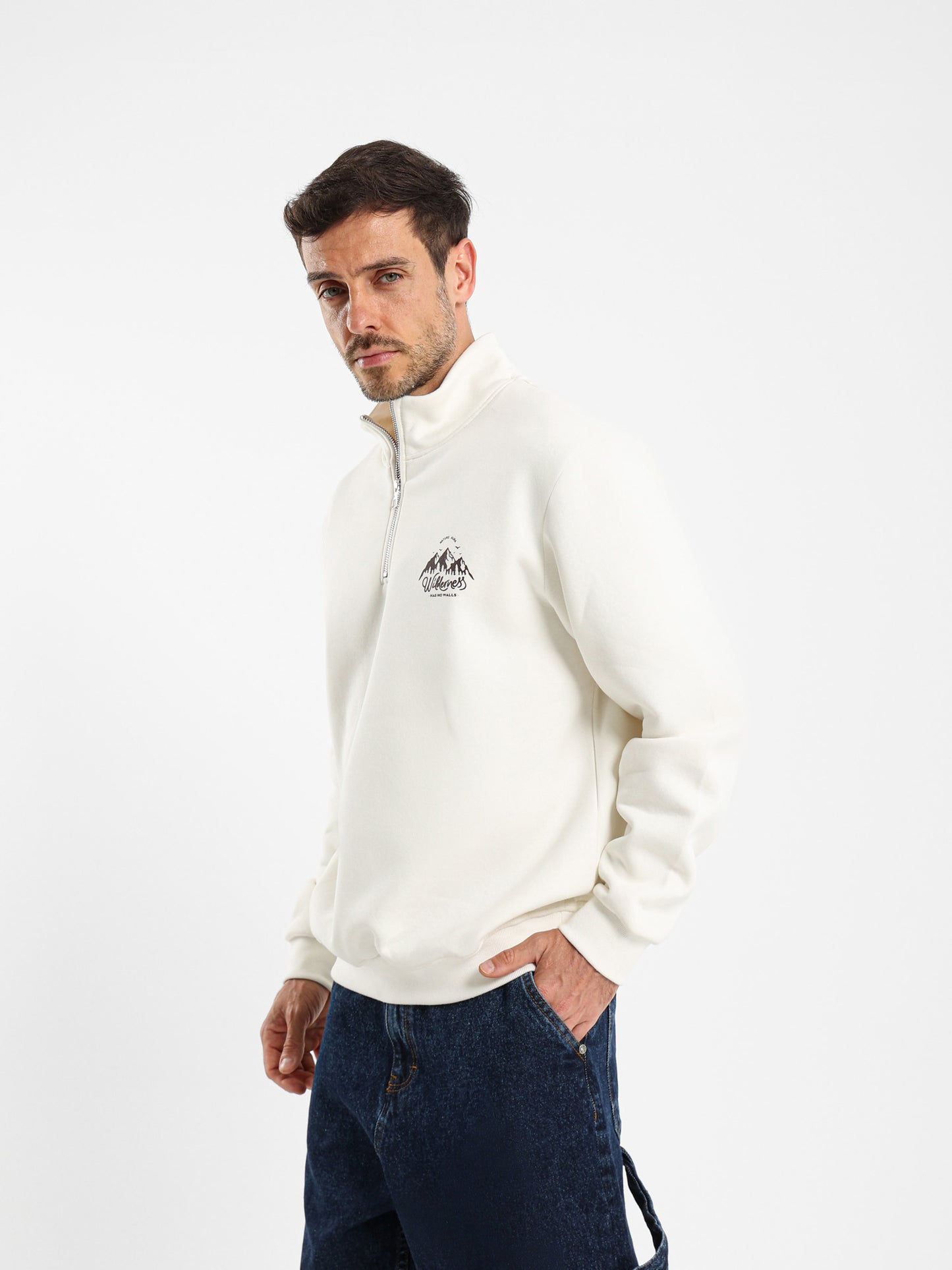 Mock Neck Zip-Up Sweatshirt