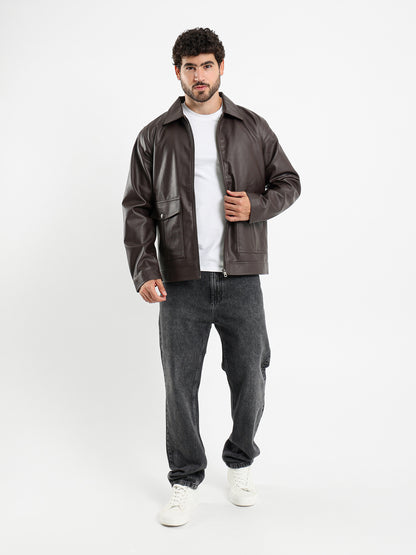 Leather Jacket with Front Pockets